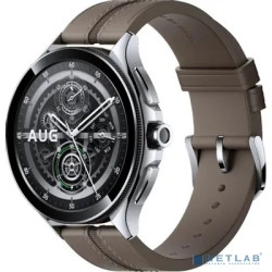 Часы наручные Xiaomi Смарт-часы Xiaomi Watch 2 Pro - Bluetooth® Silver Case with Brown Leather Strap M2234W1 (BHR7216GL)