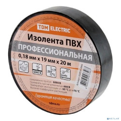 TDM SQ0526-0066 Изолента ПВХ профессиональная 0,18х19мм Черная 20м