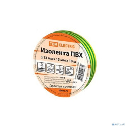 TDM SQ0526-0027 Изолента ПВХ 0,13*15мм Желто-Зеленая 10м