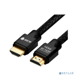 GCR Кабель 3.0m HDMI версия 2.0, HDR 4:2:2, Ultra HD, 4K 60 fps 60Hz/5K*30Hz, 3D, AUDIO, 18.0 Гбит/с, 28/28 AWG, OD7.8mm, тройной экран, черный нейлон, AL корпус черный, GCR-52190