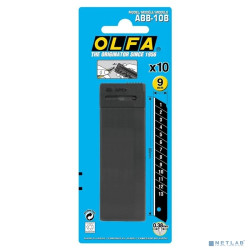 Лезвие OLFA сегментированные BLACK MAX, 9х80х0,38мм, 13 сегментов, 10шт [OL-ABB-10B]