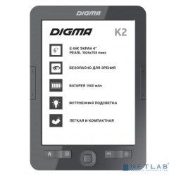 Digma K2G 6" E-ink HD Pearl 758x1024 600MHz/4Gb/microSDHC/frontlight темно-серый [1406109]
