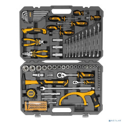 Набор инструментов, 1/2", 1/4", CrV, S2, пластиковый кейс, 100 предметов// Denzel [15803]