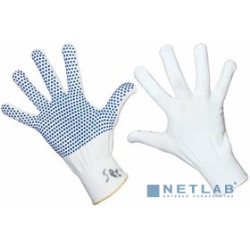 REXANT (09-0260) Перчатки нейлоновые с частичным покрытием ладони и пальцев «Точка» ПВХ белые