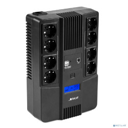 ИБП Бастион SKAT-UPS 1000-AID-IN-1x9-8 {Line-interactive, 1000/600Вт, LCD-дисплей, USB/ RJ-45, АКБ 1х 9Ач, сверху ЕВРО 4+4, МПТ} (8934)