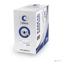 Cabeus UTP-4P-Cat.5e-SOLID-GY Кабель витая пара UTP (U/UTP), категория 5e, 4 пары 0,51мм (24 AWG), одножильный, серый (305 м), системная гарантия 25 лет.
