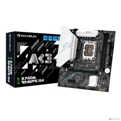 MAXSUN MS-B760M GAMING WIFI ACE D4 (Socket 1700, mATX, 2*DDR4(64b), DP/HDMI, 3*SATA3, 2*M.2, 1xPCI-E x16 /1xPCI-E x4, 2*USB 2.0, 4*USB 3.2 GEN2, LAN 1*1G,  Bluetooth,  Wi-Fi 802.11ax, RTL)