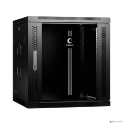 Cabeus SH-05F-12U60/45-R-BK Шкаф телекоммуникационный настенный разобранный 19" 12U 600x450x635mm (ШхГхВ) дверь стекло, цвет черный (RAL 9004)