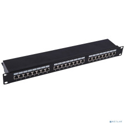 Патч-панель 19" NEOMAX [NM-PP-1U24P-SC5E-D-102-BK] 1U, 24 порта, кат.5E, STP, Dual IDC, цвет черный