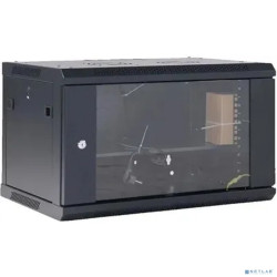 Rexant (04-0664-112) Настенный телекоммуникационный шкаф 19" 6U 600?450мм, дверь стекло, с задней стенкой, разборный, черный (RAL 9005)