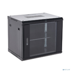 Rexant (04-0966-112) Настенный шкаф 19" 9U 600х600х501 (ШхГхВ), дверь стекло, металлическая задняя стенка, боковые съемные стенки, RAL 9005