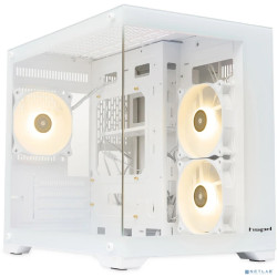 Case HSPD F330, Panoramic Mini-tower, White, TG, 0.5 SPCC, 3x120mm ARGB (FN027) mATX, mITX 160/400/200mm 1x2.5", 2x3.5", 4xPCI 1xUSB-C 3.0, 2xUSB-A1.0 428x280x375mm