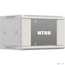 NTSS Шкаф настенный телекоммуникационный NTSS WS 6U 600х450х370мм, 2 профиля 19, дверь стеклянная, боковые стенки съемные, разобранный, серый RAL 7035 NTSS-WSP6U6045GS