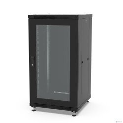 Шкаф напольный 19", 22U Filum FL-NT-2266GM1M-BK NETWORK (ШхГхВ) 600x600x1098 мм, двери: стеклянная/сплошная металл, цвет черный RAL9005