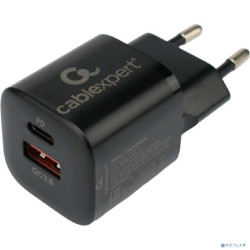 Cablexpert Зарядное устройство 20Вт, 3А, QC3.0/PD, 1xUSB, 1xType-C, черный, пакет (MP3A-PC-47)
