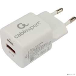 Cablexpert Зарядное устройство 20Вт, 3А, QC3.0/PD, 1xUSB, 1xType-C, белый, пакет (MP3A-PC-46)
