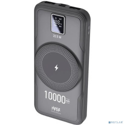 Hiper AIR 10000 Мобильный аккумулятор 10000mAh QC PD 3A беспров.зар. черный (AIR 10000 BLACK)
