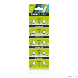 Ergolux AG10  BL-10 (AG10-BP10, LR54 /LR1130 /189 /389 батарейка для часов)(10 шт. в уп-ке)
