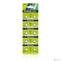 Ergolux AG 1  BL-10 (AG1-BP10, LR60 /LR621 /164 /364 батарейка для часов)  (10 шт. в уп-ке)