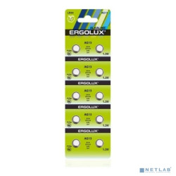 Ergolux AG13  BL-10 (AG13-BP10, LR44 /LR1154 /A76 /357 батарейка для часов)(10 шт. в уп-ке)