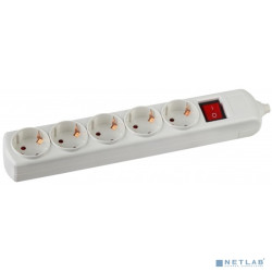 ЭРА C0045326 Колодка K-5es с заземлением с выключателем 5 гнезд белая {корпус полипропилен}