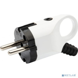 REXANT 11-8952 Вилка Евро угловая с з/к 16А с ушком (кольцом) бело-черная