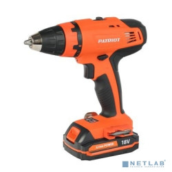 PATRIOT BR 180UES Дрель-шуруповерт аккумуляторная [180301540] { две батареи Li-Ion 18V, 1,5 Ah, 52 Нм, большой кейс, зарядка за 1 час, комплект бит и сверл }