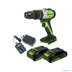 Greenworks GD24DD60 Дрель-шуруповерт ударная аккумуляторная, 24V, бесщеточная, 30/60Нм,2х2Ач,ЗУ,кор [3704107CUC]