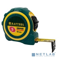 Рулетка KRAFTOOL "PRO" "MG-Kraft", особопроч корпус, Mg сплав, нейлон покрытие, суперкомпакт размер, 5м/19м [34129-05-19]