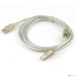Cablexpert Кабель USB 2.0 Pro, AM/BM, 3м, экран, 2 феррит.кольца, прозрачный (CCF-USB2-AMBM-TR-10)