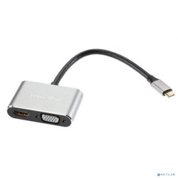 VCOM TUC055  Кабель-концентратор USB3.1 TypeCm -->HDMI+USB3.0+PD+VGA Alum Grey 4K@30Hz, Telecom<TUC055>[6926123465530]