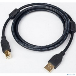 Bion Кабель интерфейсный USB 2.0 AM/BM, позолоченные контакты, ферритовые кольца, 3м, черный [BXP-CCF-USB2-AMBM-030]