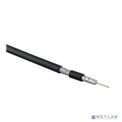 Hyperline COAX-RG6-100 кабель коаксиальный RG-6, 75 Ом (ТВ, SAT, CATV), жила - 18 AWG (1.02 mm, омедненная сталь), общий диаметр 6.9мм, PVC, черный (бухта 100 м)