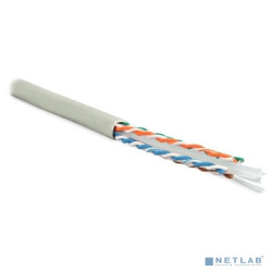 Hyperline UUTP4-C6-S23-IN-PVC-GY-305 (305 м) Кабель витая пара, неэкранированная U/­UTP, категория 6, 4 пары (23 AWG), одножильный (solid), с разделителем, PVC, –20°C – +75°C, серый