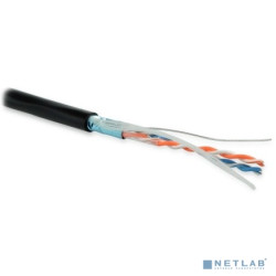 Hyperline FUTP2-C5-S24-OUT-PE-BK-500 (500 м) кабель витая пара F/UTP, категория 5, 2 пары (24 AWG), одножильный (solid), экран - фольга, внешний, PE, -40°C – +60°C, черный