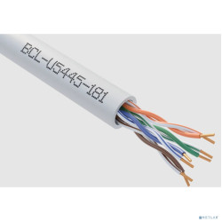 Кабель витая пара Bion BCL-U5445-181 U/UTP, кат.5e, 4x2x0,455мм AWG 25, медь, одножильный, PVC, для внутренней прокладки, 305м, серый