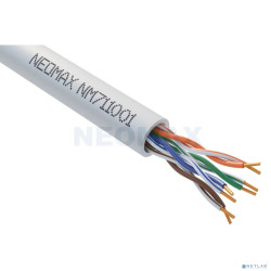 Кабель NEOMAX [NM711001] U/UTP cat.5e 4x2x0.46, 25 AWG, Медь, внутренний, PVC, 305м, серый