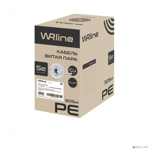 WRline Кабель витая пара экранированная F/UTP, категория 5e, 4 пары (24 AWG), одножильный, внешний, PE, черный, 305 м