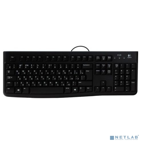 920-002506 Logitech Клавиатура K120 EER Black 104 клавиши, защита от воды, USB 1.5м